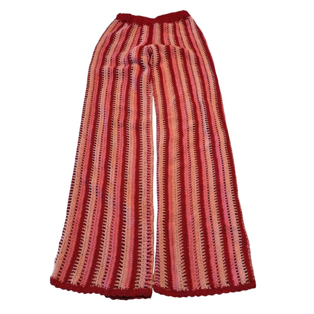NWOT Akoia Riviera Striped 100% Cotton Crochet Pants Women's Size X-Small XS